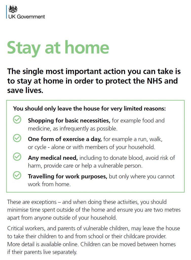 Coronavirus Leaflet: Stay at Home